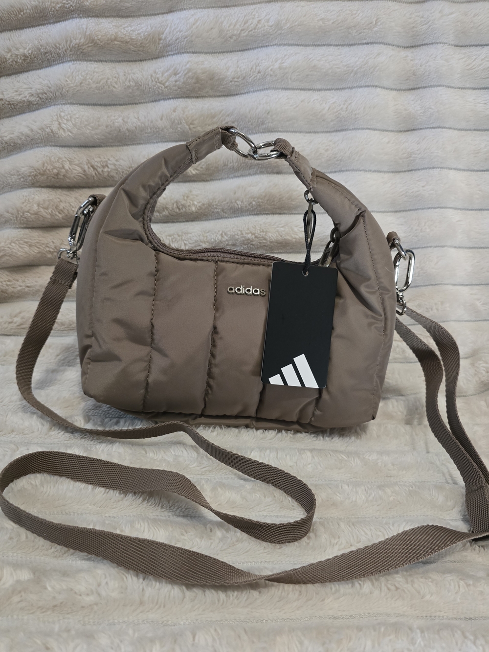 adidas Taupe Quilted Shoulder Bag - Lightweight Crossbody